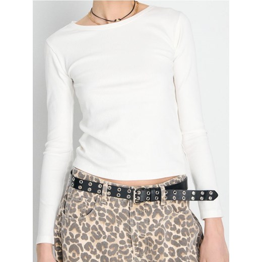 Sinsay - Koszulka z długimi rękawami - kremowy ze sklepu Sinsay w kategorii Bluzki damskie - zdjęcie 186266639