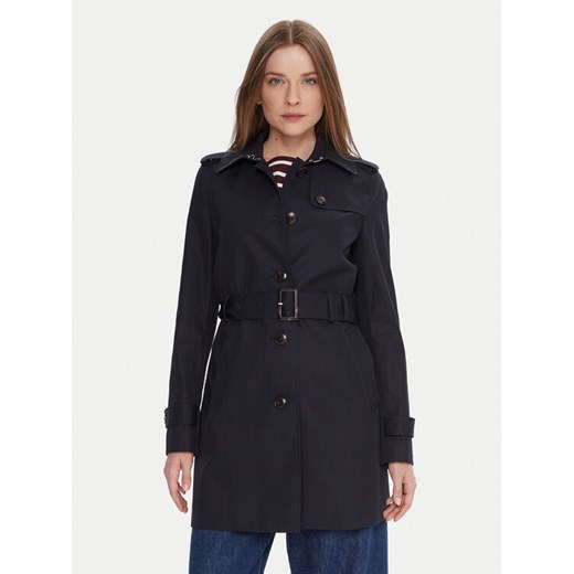 Tommy Hilfiger Trencz Heritage Single WW0WW24966 Granatowy Regular Fit ze sklepu MODIVO w kategorii Płaszcze damskie - zdjęcie 186267449