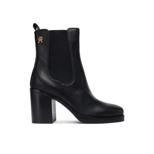 Tommy Hilfiger Botki Square Toe Chelsea High Block Hl FW0FW08844 Czarny ze sklepu MODIVO w kategorii Botki - zdjęcie 186267465