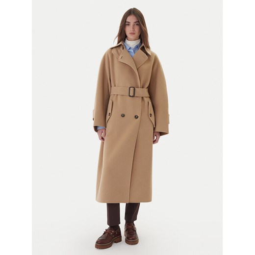 Weekend Max Mara Płaszcz wełniany Cadine 2525016022 Beżowy Regular Fit ze sklepu MODIVO w kategorii Płaszcze damskie - zdjęcie 186267697