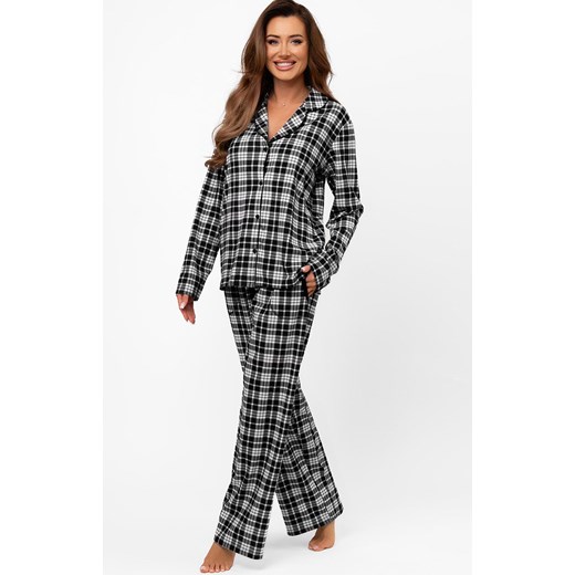 Rozpinana piżama damska w kratkę Klara, Kolor czarno-biały, Rozmiar S, Italian Fashion ze sklepu Primodo w kategorii Piżamy damskie - zdjęcie 186269947