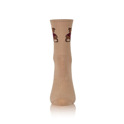 Skarpetki damskie z misiem S180D Ted, Kolor beżowo-bordowy, Rozmiar 35-38, Italian Fashion ze sklepu Intymna w kategorii Skarpetki damskie - zdjęcie 186270475
