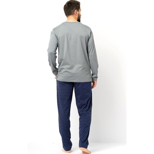 Bawełniana piżama męska MNS 612, Kolor granatowo-szary, Rozmiar M, Key ze sklepu Intymna w kategorii Piżamy męskie - zdjęcie 186270515
