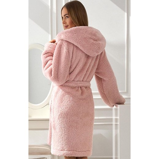 Szlafrok damski z kapturem pudrowy róż 2559 Liv, Kolor róż pudrowy, Rozmiar M, L&amp;L ze sklepu Intymna w kategorii Szlafroki damskie - zdjęcie 186270527
