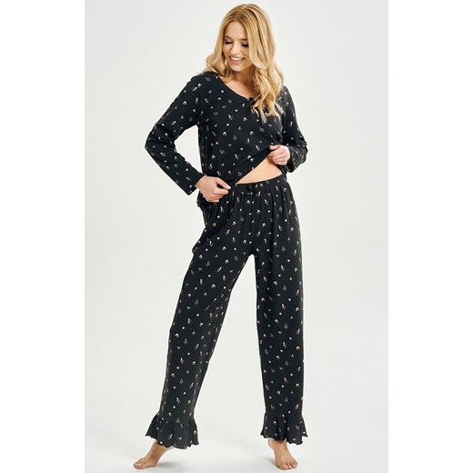 Bawełniana piżama w kwiaty Mina 3440, Kolor granatowy-wzór, Rozmiar XL, Taro ze sklepu Intymna w kategorii Piżamy damskie - zdjęcie 186270587