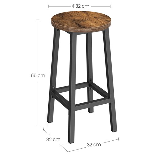 Drewniany rustykalny taboret na czarnym stelażu T6-M59 Elior Edinos.pl