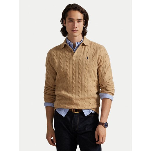 Polo Ralph Lauren Sweter 710974165004 Beżowy Regular Fit ze sklepu MODIVO w kategorii Swetry męskie - zdjęcie 186272736