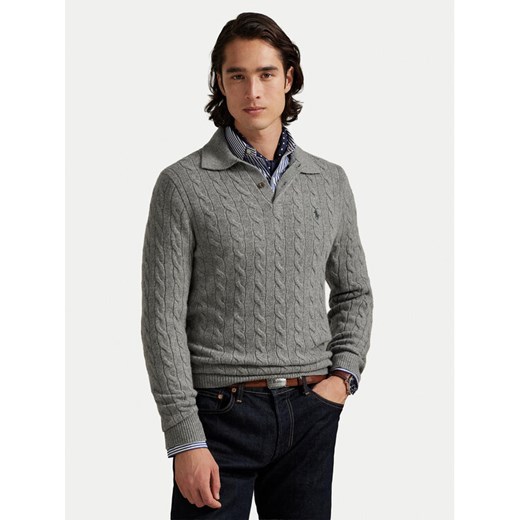 Polo Ralph Lauren Sweter 710974165002 Szary Regular Fit ze sklepu MODIVO w kategorii Swetry męskie - zdjęcie 186272748