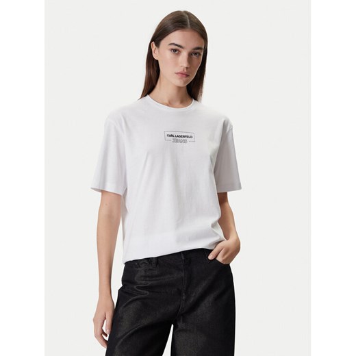 Karl Lagerfeld Jeans T-Shirt A4W17003 Biały Relaxed Fit ze sklepu MODIVO w kategorii Bluzki damskie - zdjęcie 186272757