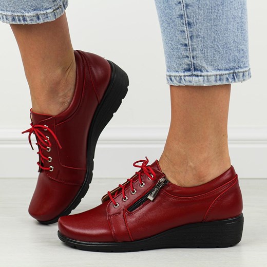 Czerwone Polskie półbuty damskie Gregors 759 ze sklepu suzana.pl w kategorii Półbuty damskie - zdjęcie 186273567