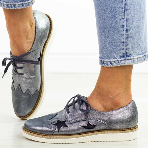 Niebieskie Polskie półbuty Dolce Pietro 2033 ze sklepu suzana.pl w kategorii Półbuty damskie - zdjęcie 186273778