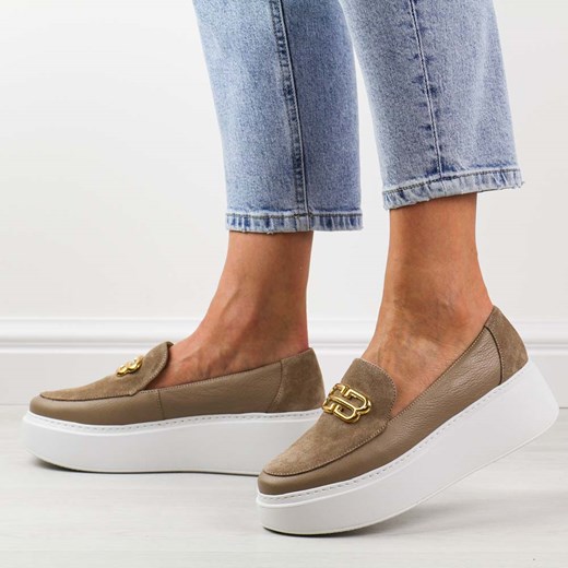 Fango skórzane Polskie półbuty damskie Deoni D100 ze sklepu suzana.pl w kategorii Mokasyny damskie - zdjęcie 186273856