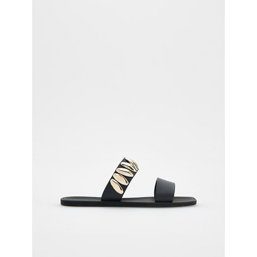 Reserved - Klapki z ozdobnymi paskami - czarny ze sklepu Reserved w kategorii Klapki damskie - zdjęcie 186274279