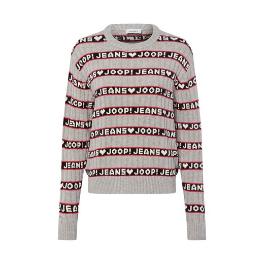Joop Jeans Sweter damski z dzianiny Kobiety Bawełna jasny szary wzorzysty ze sklepu vangraaf w kategorii Swetry damskie - zdjęcie 186274495