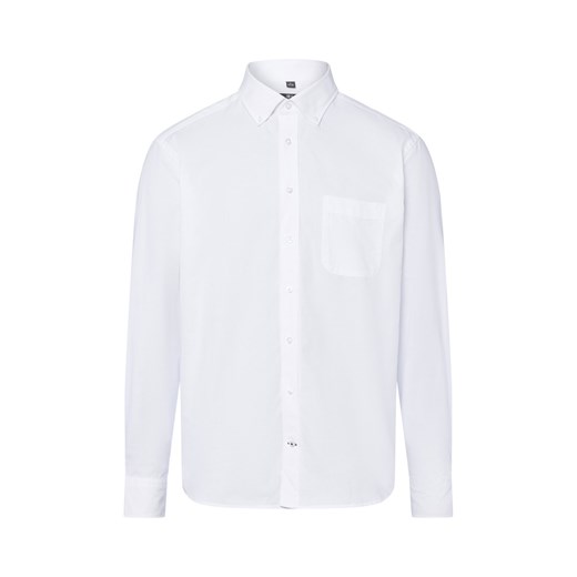 Nils Sundström Koszula męska Mężczyźni Regular Fit Bawełna biały jednolity ze sklepu vangraaf w kategorii Koszule męskie - zdjęcie 186274496
