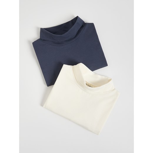 Reserved - Bawełniany longsleeve 2 pack - złamana biel ze sklepu Reserved w kategorii T-shirty chłopięce - zdjęcie 186275276