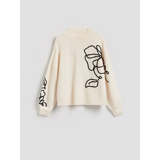 Reserved - Sweter oversize - kremowy ze sklepu Reserved w kategorii Swetry damskie - zdjęcie 186275295