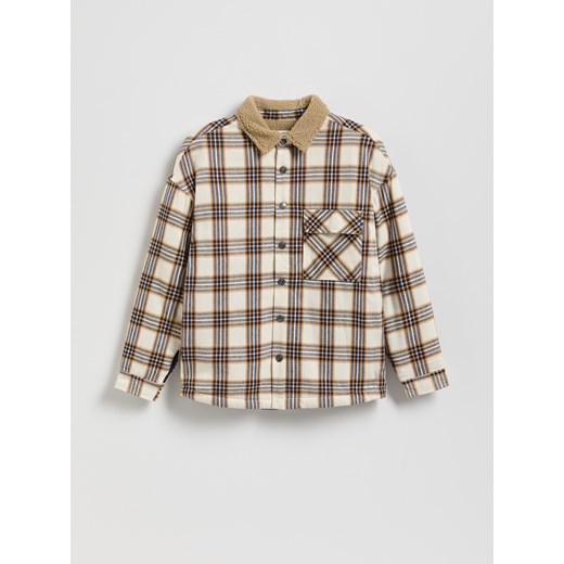 Reserved - Koszula oversize w kratę - beżowy ze sklepu Reserved w kategorii Koszule chłopięce - zdjęcie 186275808