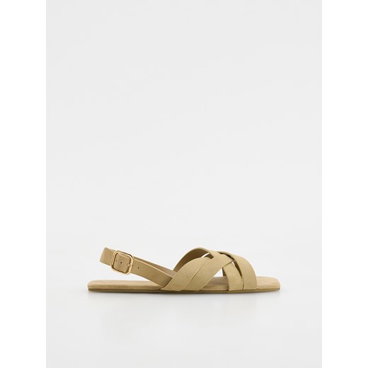 Reserved - Skórzane sandały z paskami - beżowy ze sklepu Reserved w kategorii Sandały damskie - zdjęcie 186275817