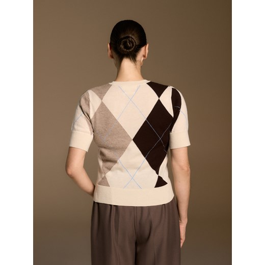 Reserved - Wełniany sweter w romby - wielobarwny Reserved XS Reserved