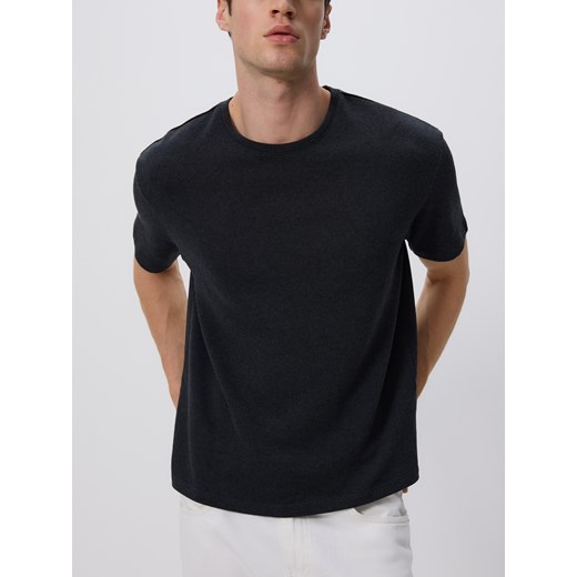 Reserved - T-shirt boxy z bawełną - ciemnoszary Reserved L Reserved okazja