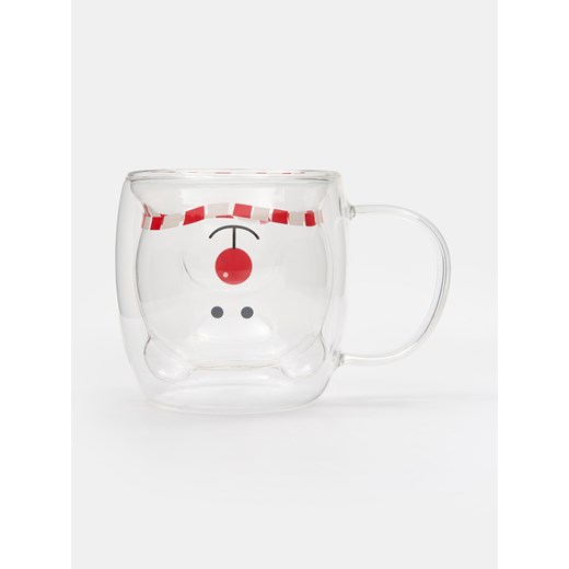 Sinsay - Szklany kubek z motywem świątecznym - wielobarwny Sinsay One Size Sinsay