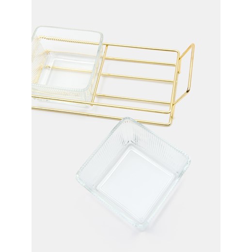 Sinsay - Taca do serwowania z dwoma miseczkami - złoty Sinsay One Size Sinsay