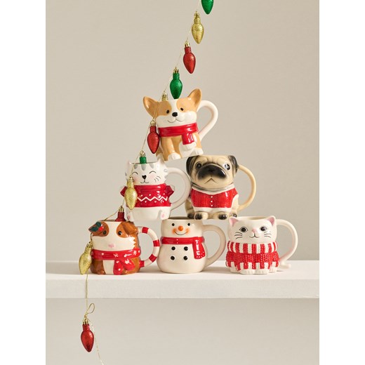 Sinsay - Kubek w kształcie kota ze świątecznym motywem - wielobarwny Sinsay One Size Sinsay