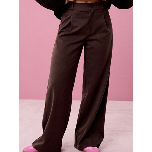 Sinsay - Spodnie wide leg ze szlufkami - brązowy Sinsay XS Sinsay