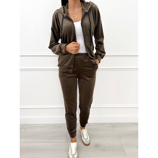 Khaki Welurowy Komplet Modnakiecka.pl 2XL ModnaKiecka.pl