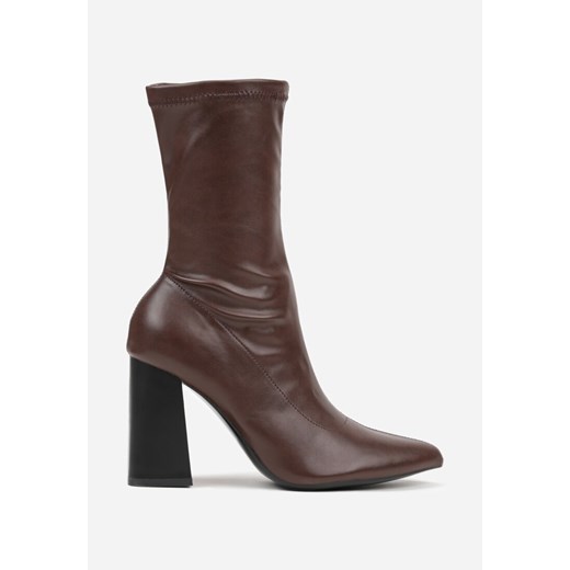 Brązowe Przylegające Botki Vices na Słupkowym Obcasie Nevitte Renee 41 renee.pl