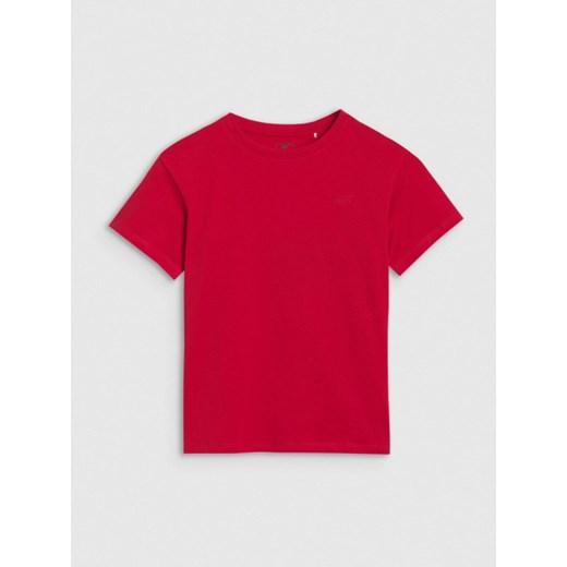 Chłopięcy t-shirt oversize 4F 4FJWSS25TTSHM2324 - czerwony ze sklepu Sportstylestory.com w kategorii T-shirty chłopięce - zdjęcie 186279889