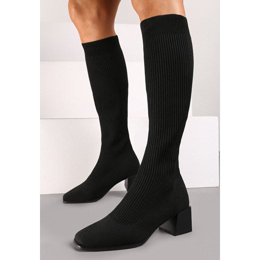 Czarne Kozaki z Elastyczną Cholewką Melaste ze sklepu born2be.pl w kategorii Kozaki damskie - zdjęcie 186282695