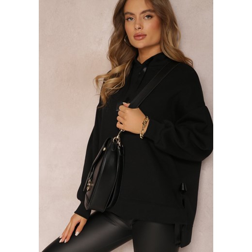 Czarna Bluza Oversize z Kapturem Liiza ze sklepu renee.pl w kategorii Bluzy damskie - zdjęcie 186283218