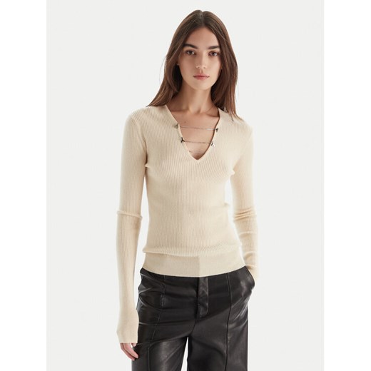 Patrizia Pepe Sweter 2K0331/K7S0-ecW405 Écru Regular Fit ze sklepu MODIVO w kategorii Swetry damskie - zdjęcie 186283878