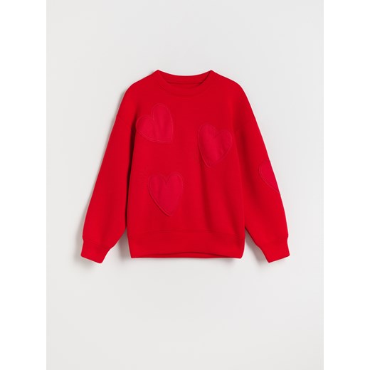 Reserved - Bluza w serca - czerwony ze sklepu Reserved w kategorii Bluzy dziewczęce - zdjęcie 186286528