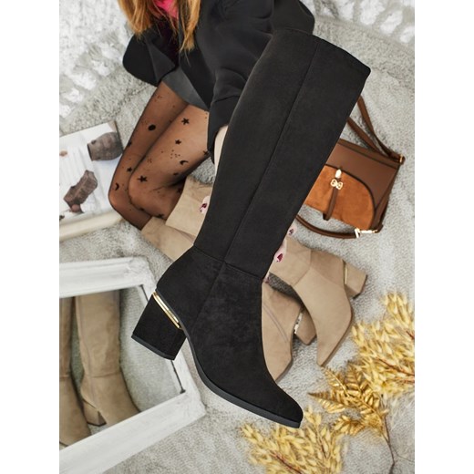 Royalfashion Damskie kozaki na słupku Niefio ze sklepu royalfashion.pl w kategorii Kozaki damskie - zdjęcie 186287519