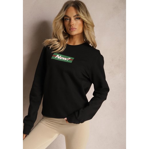Czarna Bawełniana Bluza z Nadrukiem Corneta Renee XL renee.pl wyprzedaż