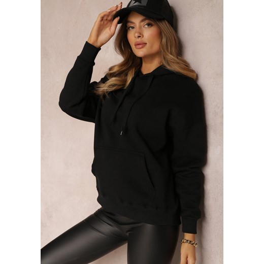 Czarna Bluza Kangurka z Polarem Monei ze sklepu renee.pl w kategorii Bluzy damskie - zdjęcie 186287578