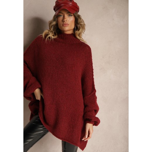 Bordowy Golf Oversize z Wełną z Opadającą Linią Ramion Lilirea ze sklepu renee.pl w kategorii Swetry damskie - zdjęcie 186287635