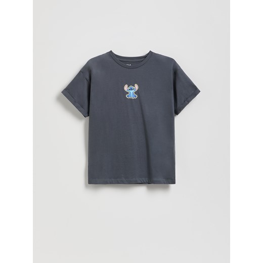 Reserved - T-shirt ze świecącym nadrukiem - ciemnoszary ze sklepu Reserved w kategorii Bluzki dziewczęce - zdjęcie 186287808