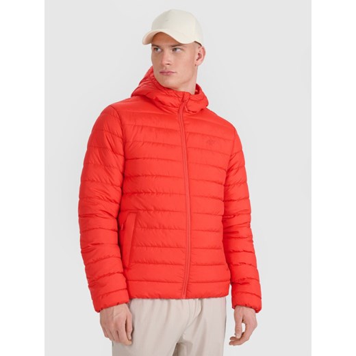 Męska kurtka puchowa pikowana 4F 4FWAW25TDJAM598 - czerwona ze sklepu Sportstylestory.com w kategorii Kurtki męskie - zdjęcie 186288558