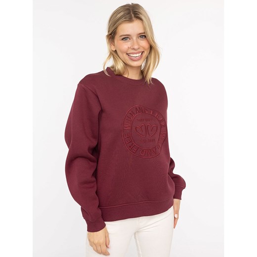 Zwillingsherz Bluza &quot;Wild and Free&quot; w kolorze bordowym ze sklepu Limango Polska w kategorii Bluzy damskie - zdjęcie 186289746