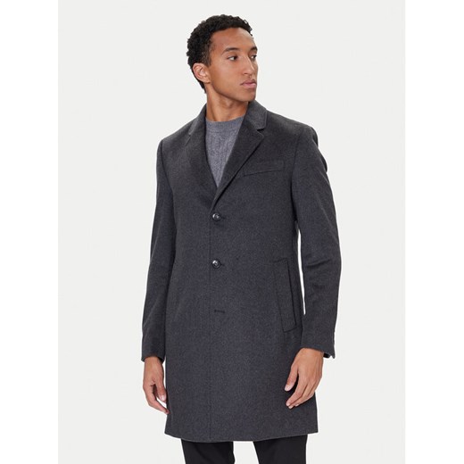 BOSS Płaszcz wełniany Hyde 50549187 Szary Slim Fit ze sklepu MODIVO w kategorii Płaszcze męskie - zdjęcie 186290889