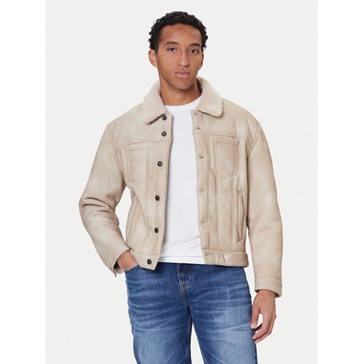 Guess Kurtka z imitacji skóry M5BL0I W2500 Beżowy Regular Fit ze sklepu MODIVO w kategorii Kurtki męskie - zdjęcie 186290985