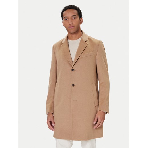 BOSS Płaszcz wełniany Hyde 50549187 Beżowy Slim Fit ze sklepu MODIVO w kategorii Płaszcze męskie - zdjęcie 186290986