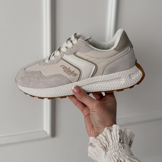 Masywne Sneakersy Damskie Relaks W Kolorze Beżowo-Białym ze sklepu Wojas w kategorii Buty sportowe damskie - zdjęcie 186293055