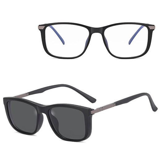 2w1 Okulary do komputera + nakładka przeciwsłoneczna na magnes Clip-On 25160A czarny mat ze sklepu Stylion w kategorii Okulary zerówki damskie - zdjęcie 186293155