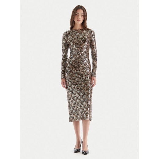 Just Cavalli Sukienka koktajlowa 79PAO953 JS528 Beżowy Slim Fit ze sklepu MODIVO w kategorii Sukienki - zdjęcie 186294825