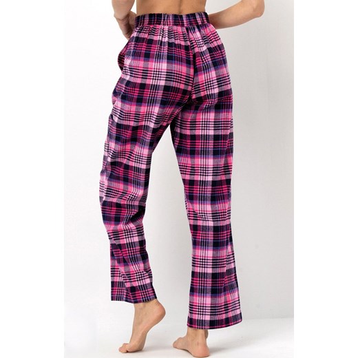 Flanelowe spodnie damskie w kratę LHE 490, Kolor fuksja-wzór, Rozmiar S, Key ze sklepu Primodo w kategorii Piżamy damskie - zdjęcie 186295475